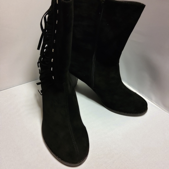 Black Stud-Accent Fringe Ankle Boot - Picture 9 of 11